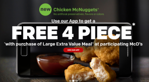 McDonalds NZ Free 4 Piece Nuggets